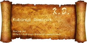 Kubinyi Dominik névjegykártya